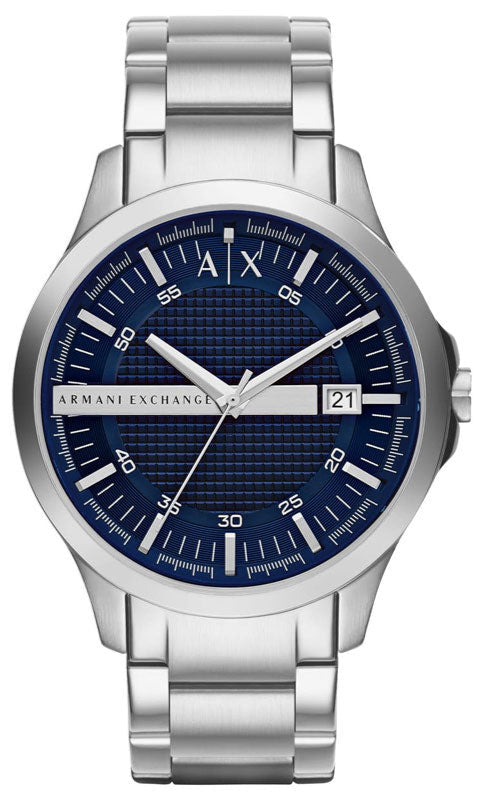 Armani Exchange Hampton AX2132 Men's Chronograph – Blue Dial with Silver Stainless Steel Bracelet