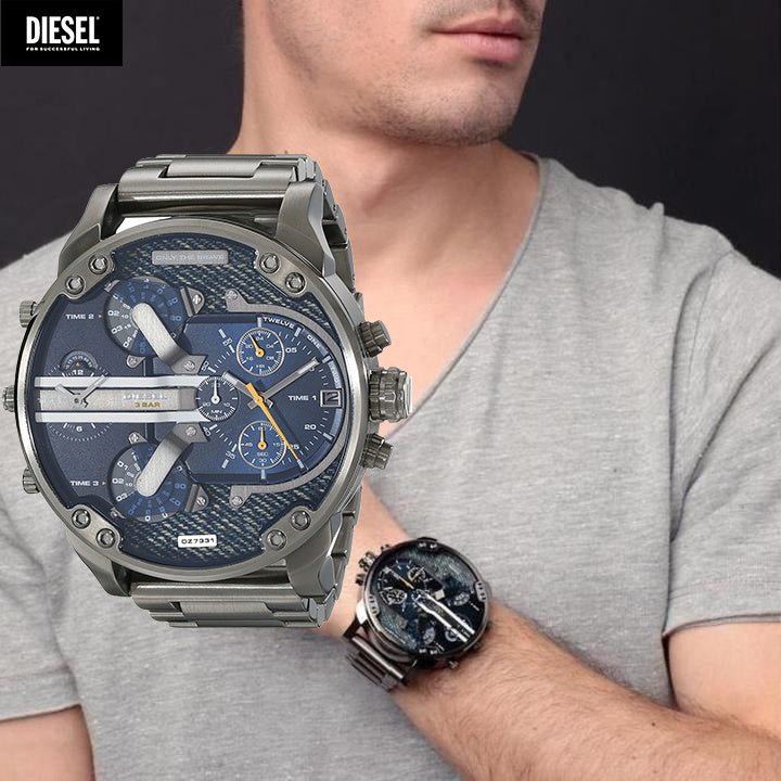 Diesel DZ7331 Big Daddy 2.0 Chronograph Men's Watch – Blue Dial & Grey Stainless Steel Strap
