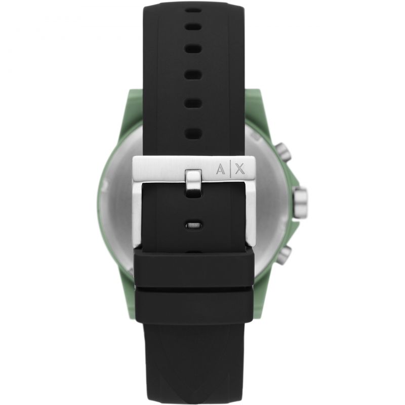 Armani Exchange Outerbanks AX1348 Men's Chronograph Watch – Black Dial with Black Silicone Strap